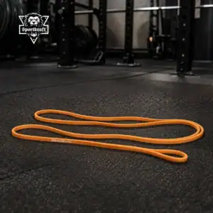 Oranssi SportKraft microminikumi vastuskumi kuntosalille ja kuntoutukseen kahdessa eri pituudessa.