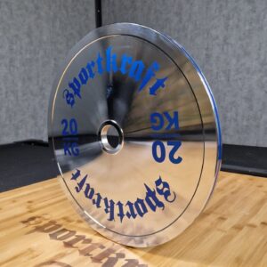 SportKraft kalibroitu teräslevypaino, kromi 20 kg sininen