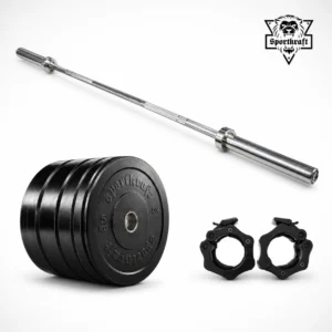 Sportkraft - Salimarkku Oy 25 SportKraft Basic Training levytankosarja 115kg ja 170kg valmis treenipaketti kotikuntosalille sisältää basic levytanko 300 luonnonkumi bumper levypainot ja jaw collar lukot.